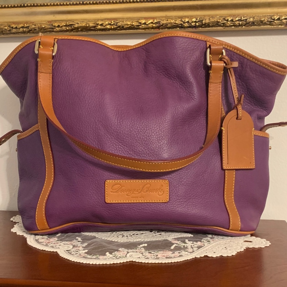 Dooney & Bourke Purple and Tan Shoulder Bag